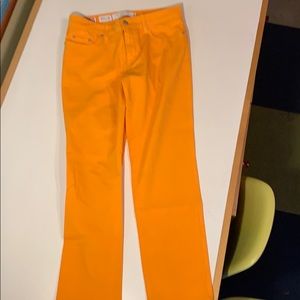 Bright orange stretch slim fit jeans